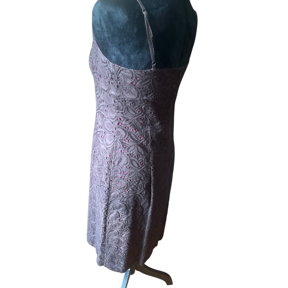 Ann Taylor Women’s 4 Brown Eyelet Lace Sundress – Pink Lining, Spaghetti Straps - Picture 7 of 13